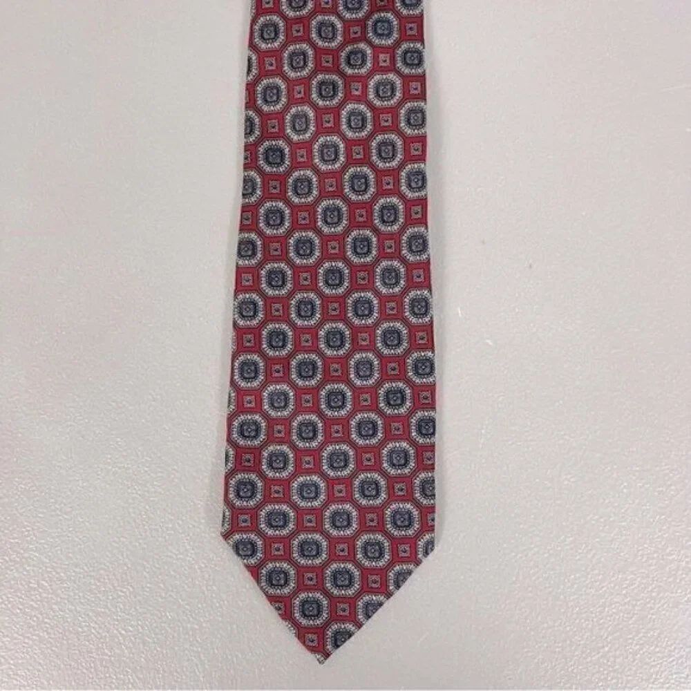 LANVIN MENS SILK TIE RED WITH DESIGN